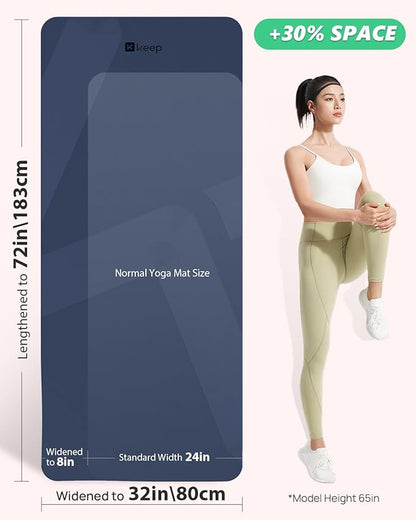 KEEP Yoga Mat, 32" Extra Wide Exercise Mat with Strap for Men and Women, 7mm Thick Double-Sided Non-Slip Eco-friendly Yoga Mat for Pilates, Workout and Fitness