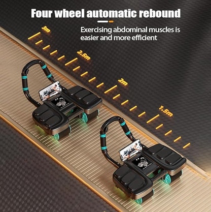 2024 New Ab Wheel Roller with Elbow Support - Automatic Rebound Abdominal Wheel Roller, The Upgraded Four-wheel Abdominal Wheel Core Workout Equipment Home Gym Abs Machine