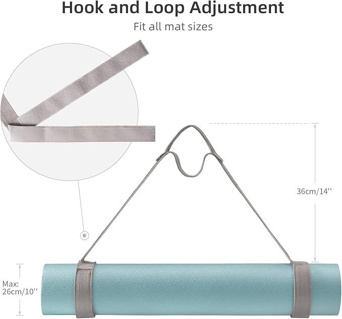 Trilancer Adjustable Yoga Mat Strap With Hook and Loop Closure, Yoga Mat Holder Carrier,and Organizing-Mat Not Included