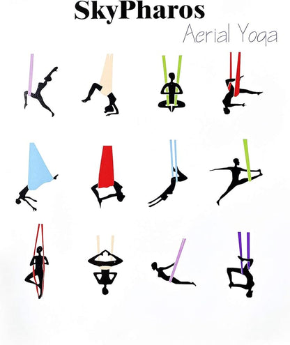 Aerial Silks Yoga Swing Set - 9/11 Yards Aerial Yoga Hammock Kit Anti-Gravity Flying for Fitness, Low/Non Stretch Nylon Tricot Fabric Hardware Included for Dance