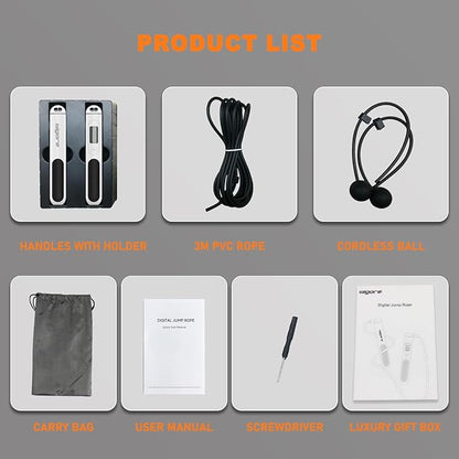 Jump Rope,Ropeless jump ropes weighted with counter for fitness,Home, Indoor or Outdoor exercise use,Workout,Crossfit,Gym,Cordless jump rope for Women,Men, Adults, Kids