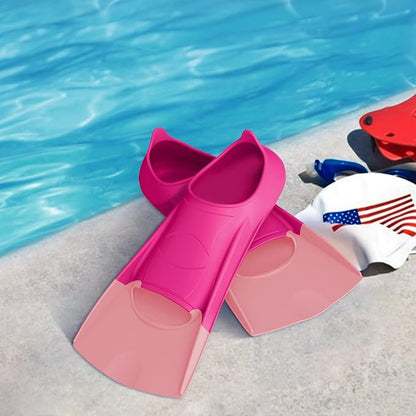 Gintenco Swim Fins, Kids Swim Training Fins for Lap Swimming, Travel Size Flippers with Mesh Bag, Silicone Swimming Fins for Kids Teens Adults Women Men