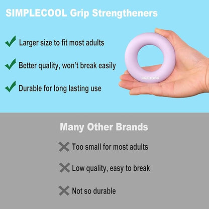 Grip Strength Trainer Hand Gripper Strengthener. Hand Finger Wrist Forearm Workout Exerciser for Strength Training Rock Climbing Athletes Rehabilitation Stress Relief. Silicone Rings 3.5 Inch.