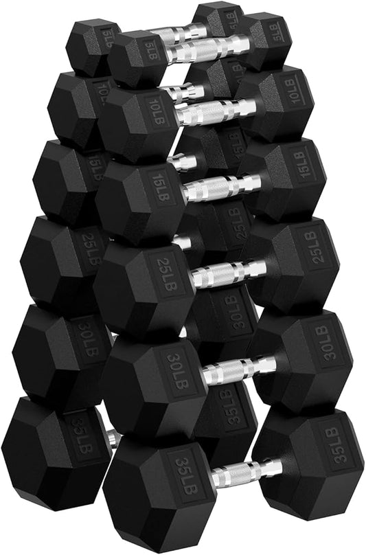 Hex Dumbbell Set, 30-480 lb Set Rubber Encased Exercise & Fitness Dumbbells, Weights Dumbbells Set, Hand Weight for Strength Training