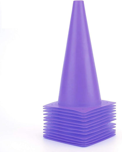 12 Inch Traffic Training Cones, Plastic Safety Parking Cones, Agility Field Marker Cones for Soccer Basketball Football Drills Training, Outdoor Sport Activity & Festive Events - 6 Colors