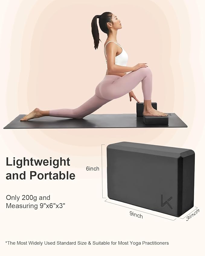 KEEP Yoga Block, High-Density EVA Foam 2 Pack Yoga Block with Non-Slip Textured Surface, Supportive, Lightweight - Ideal for Yoga, Pilates, and Stretching Exercises