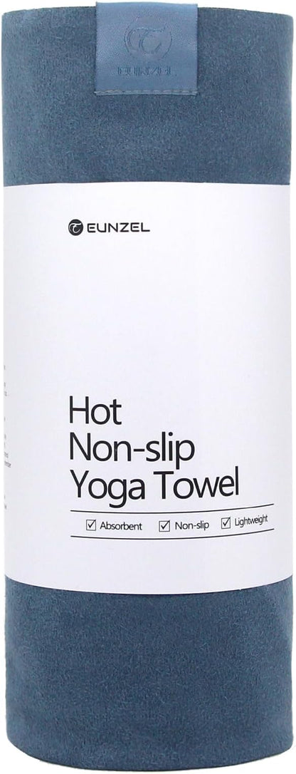 Eunzel Hot Yoga Towel, Super Absorbent Yoga Mat Towel Soft Suede Microfiber Non-Slip Towel for Bikram Pilates and Yoga Mats 72" x 26.5", Navy