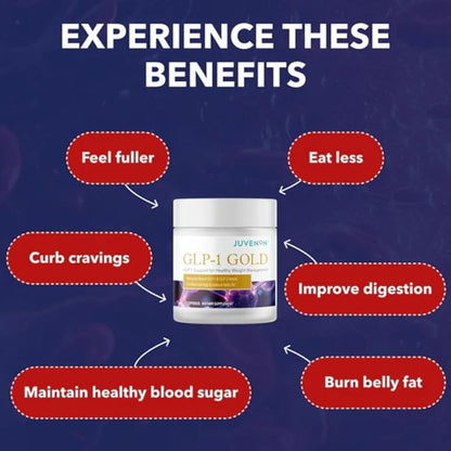 Juvenon GLP-1 Gold™ – Metabolic Support Supplement with CQR-300® & Eriomin™ – Helps Maintain Healthy Weight, Energy & Nutrient Metabolism – 30 Capsules