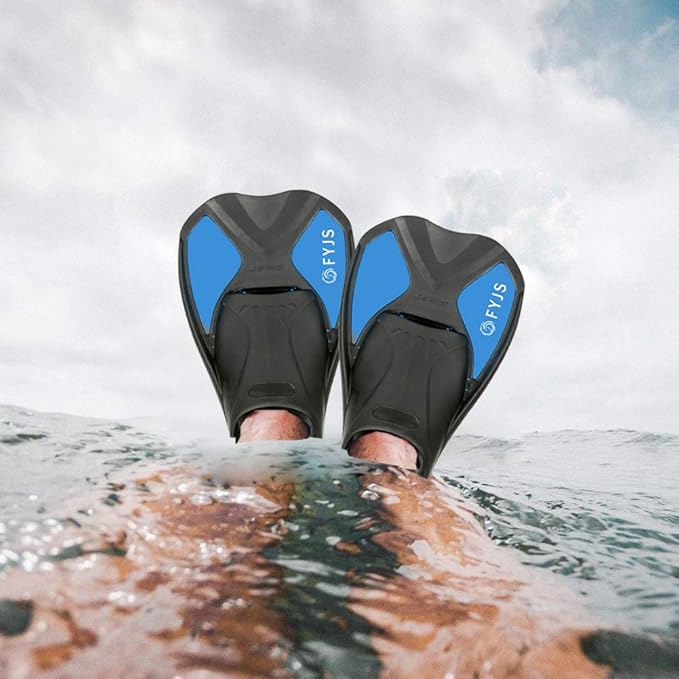 FYJS Short Swim Fins with Comfortable Full Foot Pocket Travel-Size for Snorkeling and Scuba Diving