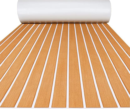 FOCEAN Boat Flooring EVA Foam Boat Decking Faux Teak Marine Flooring Boat Mat Boat Carpet Sheet for Motorboat RV Yacht Kayak Surfboard, 94.5"x 47.2"/35.4"/23.6"/15.7"