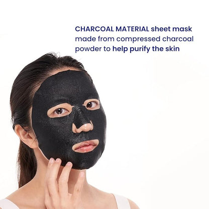 FACETORY K Beauty Face Mask Skin Care - LET'S TALK DETOX PURIFYING Sheet Mask with Charcoal & Volcanic Ash | Pore Refining Charcoal Face Mask (5 Pack)