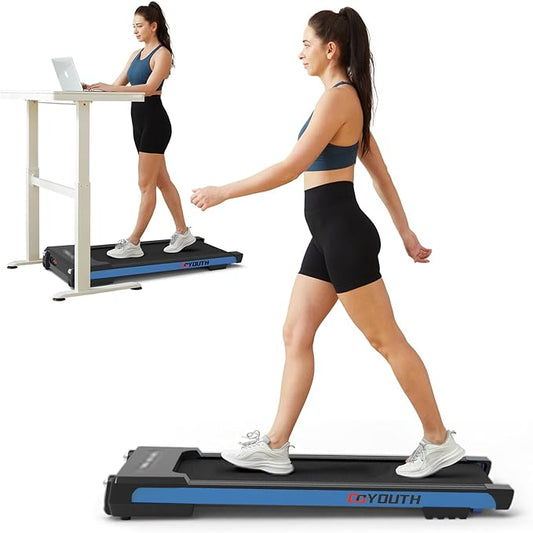 GOYOUTH Walking Pad Treadmill, Under Desk Treadmill for Home Office, Wide Belt Compact Treadmills 300 lbs Capacity, 2.25HP Shock-Absorbing Walking Jogging Running Machine Remote Included