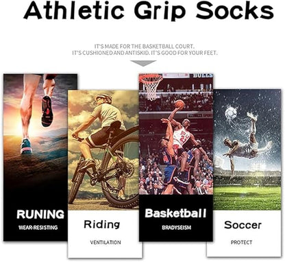 2 Set Anti-Slip Grip Soccer Socks with Shin Guard Sleeves, Sports Athletic Socks for Men Women