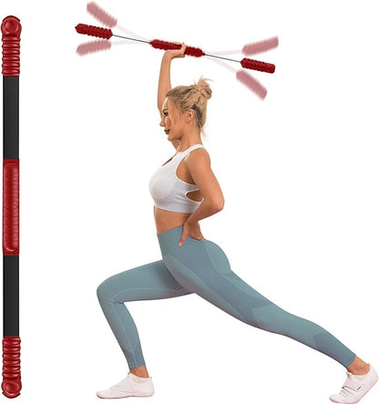 Fitness Exercise Bar,Elastic Fitness Bar,High Frequency Vibration Training Fat Buring Workout Bar for Yoga Pilates Sports,Power Twister for Arm,Abdominal Muscles Strength Exercises In Home Gym