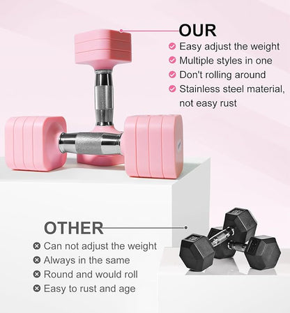 15LB 20LB 50LB Adjustable Dumbbell Set Free Weights Dumbbells Set for Women Men Hand Weights Sets Adjust Dumbbell Weight Sets for Home Gym Exercise Workout Strength Training Equipments