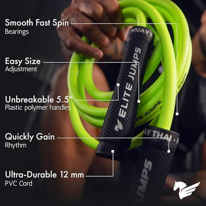 Muay Thai 3.0 Weighted Jump Rope for Men & Women - Professionally Designed for High-Intensity Training | MMA & Fitness - Full Body Workout Weighted Rope