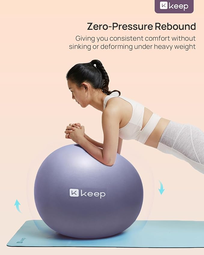 KEEP Pilates Small Exercise Ball Anti-Burst - Thickened Yoga Ball With Pump for Physical Therapy, Fitness, Workout, and Core Strength