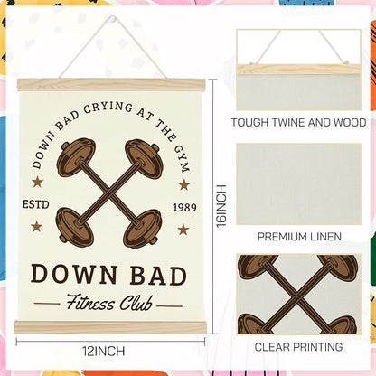 Gym Motivational Posters Funny College Dorm Posters Gifts for Guys Girls Friends Down Bad Crying at The Gym Flag Wall Art Decor Sign for Home Gym Bedroom Office