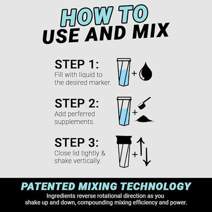 HELIMIX 1.5 Vortex Blender Shaker Bottle Holds Upto 20oz | No Blending Ball or Whisk | USA Made | Portable Pre Workout Whey Protein Drink Shaker Cup | Mixes Cocktails Smoothies Shakes | Top Rack Safe