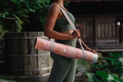 YOGA DESIGN LAB | The Combo Yoga Mat | 2-in-1 Mat+Towel | Eco Luxury | Ideal for Hot Yoga, Power, Bikram, Ashtanga, Sweat | Studio Quality | Includes Carrying Strap!