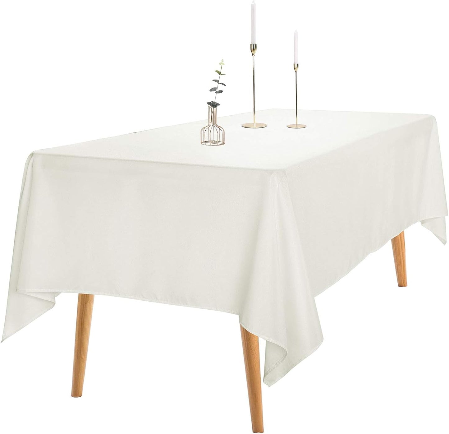 Ascoza 2pack 60x120 Inch Ivory Rectangular Tablecloth 6 Feet Table Cloth in Polyester Fabric for Wedding/Banquet/Restaurant/Parties