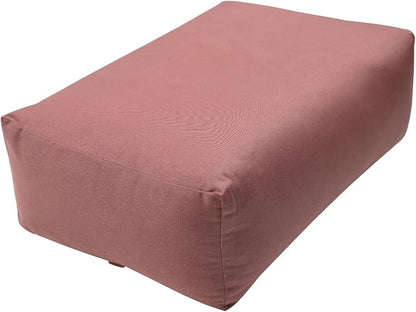 Rectangular Yoga Bolster Pillow, 18" x 12" x 6", Pink Cotton