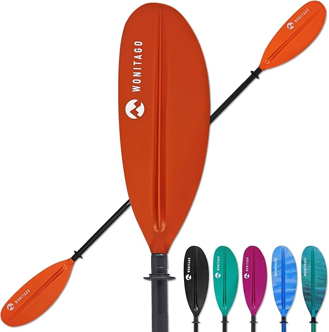 Kayak Paddle with Aluminum Shaft and Reinforced PP Blade, Floating Kayak Oar for Kayaking Canoeing and Boating, 220 cm/86 inches - 230 cm/90 inches