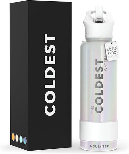 Coldest Insulated Water Bottle with Straw Lid - Stainless Steel Metal Insulated Bottle for Men & Women (Cosmic Ice Glitter, 40 oz)