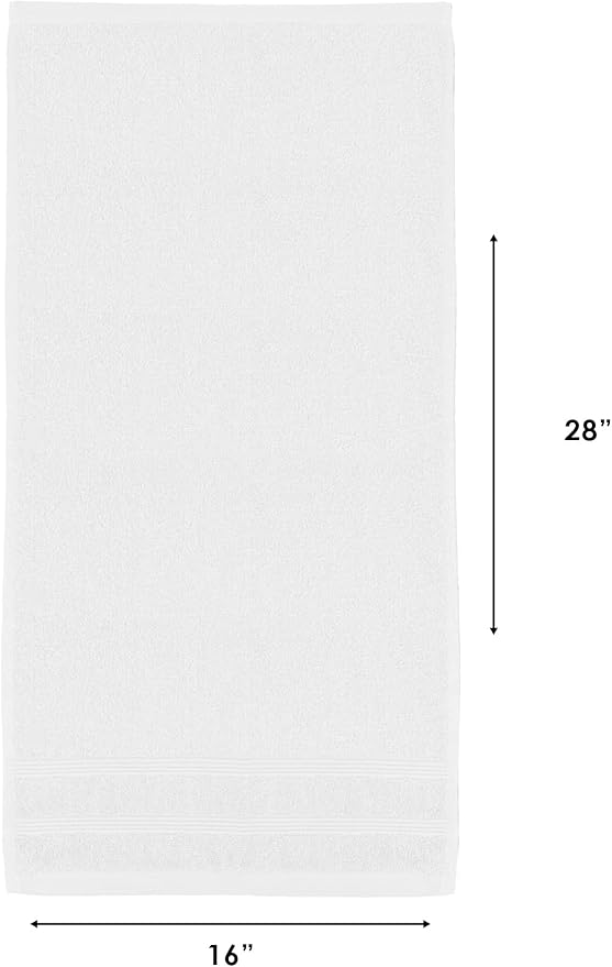 Kaufman - Premium Hand Towels Set for Bathroom, Spa, Gym, and Face Towel 100% Cotton Ring Spun, Ultra Soft Feel and Highly Absorbent Towels (White, 72-PK)