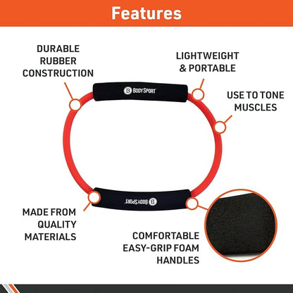 Body Sport Loop Tubing , Resistance Band with Foam Pad Handles for Strength Training and Rehabilitation