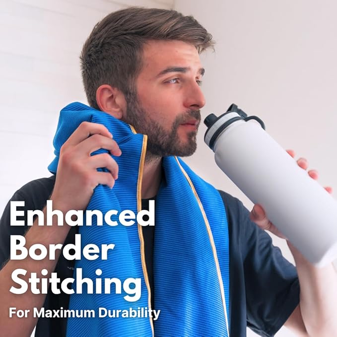 ECCOSOPHY Microfiber Beach Towel – Quick Dry Gym Towel, Highly Absorbent with Ribbed Texture, Lightweight – Ideal for Travel, Pool, Yoga, Fitness & Outdoor Adventures – 40x20 Navy