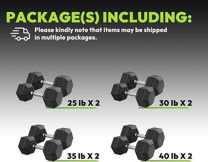 Hex Dumbbell Set, 30-480 lb Set Rubber Encased Exercise & Fitness Dumbbells, Weights Dumbbells Set, Hand Weight for Strength Training