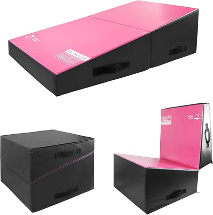 Kangaroo Hoppers Incline Gymnastics Mat, 48”x24”x14” / 56"x28"x15" / 34”x24”x13” Folding Wedge for Kids Tumbling, Skill Training, Multiple Colors Cheese Mat for Gymnastics, Home Gym Exercise