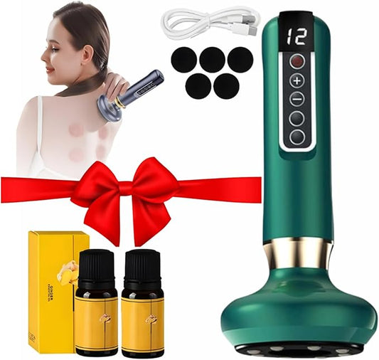 Electric Handheld Cellulite Massager -12 Adjustable Suction Modes for Anti-Cellulites Massage Therapy, Rechargeable Cordless Cellulite Remover Tool for Legs/Belly/Thighs/Arms/Butt(Green)