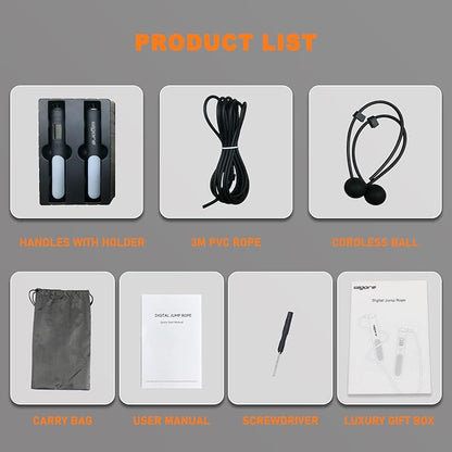 Jump Rope,Ropeless jump ropes weighted with counter for fitness,Home, Indoor or Outdoor exercise use,Workout,Crossfit,Gym,Cordless jump rope for Women,Men, Adults, Kids