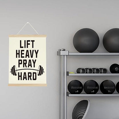Gym Motivational Posters Funny College Dorm Posters Gifts for Guys Girls Friends Lift Heavy Pray Hard Gym Flag Wall Art Decor Sign for Home Gym Bedroom Office