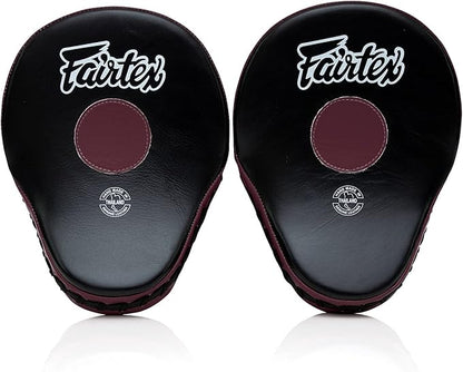 Fairtex FMV9 Contoured Focus Mitts |Striking Accuracy & Protection for Boxing, Muay Thai, Kickboxing |Ergonomic Design, Soft Padding, Secure Fit Leather