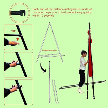 KT Dedicated Stand Frame For Aerial Yoga And Therapy Sensory Hammock Model KT1.1520YG. Foldable, Portable, Height Adjustable, Stable and Durable Upgraded Yoga Swing Stand Frame