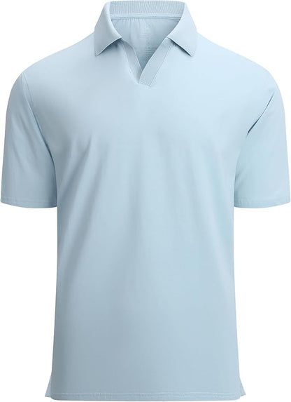 Esabel.C Jacquard Golf Shirts for Men Moisture Wicking Short Sleeve Performance Dry Fit Active Mens Polo Shirts