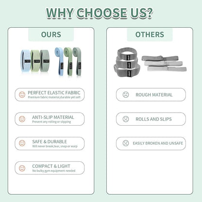 Wide Fabric Resistance Bands Set for Working Out, Non-Slip Exercise Booty Bands for Women & Men Leg and Glutes with Hair Ties and Tape Measure - for Home Gym Workout, Yoga, Pilates