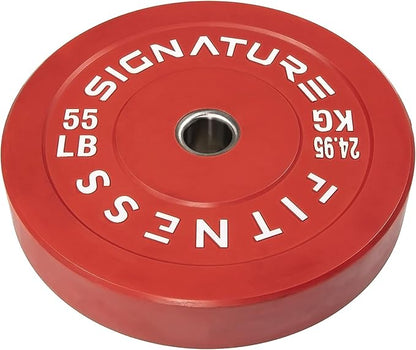 Signature Fitness 2" Olympic Bumper Plate Weight Plates 55LB Single,