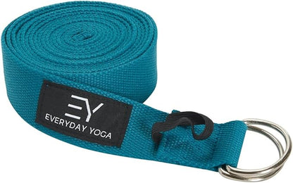 Everyday Yoga Super Strong Strap with Metal D-ring Buckle - Improve Flexibility, Stretching, and Physical Therapy Fitness.
