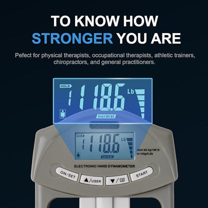 Handeful Grip Strength Tester Trainer - Dynamometer Handgrip Measurer Meter, Handheld Strengthener Exerciser for Sports, School, and Home Use (198Lbs / 90Kgs)