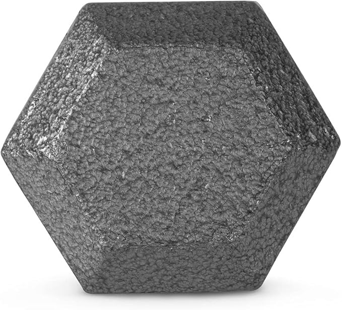 WF Athletic Supply Cast Iron Solid Hexagon Gray/Black Dumbbells, Strength Training Free Weights Set of 2 for Women and Men, Hand Weights Sold by Pairs, Multi-Select Size Options Available