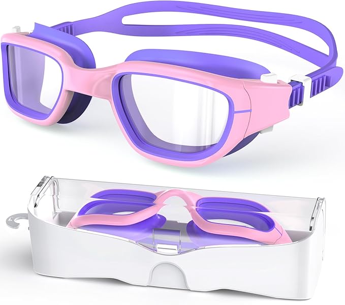 Kids Swim Goggles,Swimming Goggles for Kids 6-14, Anti-Fog UV Protection Pool Glasses for Boys Girls