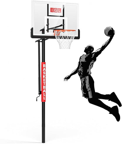 IGL In ground Basketball Hoops Outdoor, 10ft Height Adjustable Basketball Goal In ground with Shatterproof Backboard and Pro-Style Rim