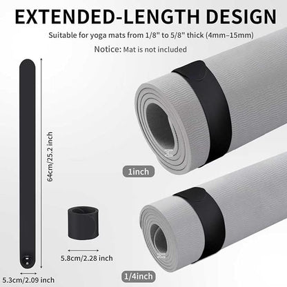 25" Yoga Mat Strap | Slap Band Holder for Carrying and Storage Mats | Rolled Scrunchie Yoga Essential Accessory