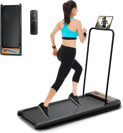 Walking Pad Treadmill, Adjustable 10% Incline 450LBS Capacity, 3.5HP 4 in 1 Portable Treadmills for Home Office, Under Desk Treadmill with Handle Bar, LED Display Remote Control