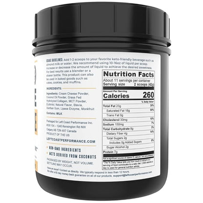 16oz Cheesecake Keto Meal Replacement Shake - Low Carb Keto Protein Powder Mix, High Fat Protein Shake with MCTs from Coconut Oil Powder, Collagen Peptides and Real USA Cream Cheese - 2 Net Carbs