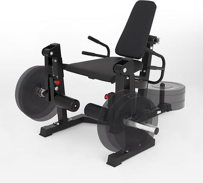 3 in 1 Leg Extension & Curl Machine, Separation Single Leg Extension, Stand Leg Curl, Leg Workout, Adjustable Bench, Plate Storage Rod, Compatible with 1'' & 2'' Weight Plates